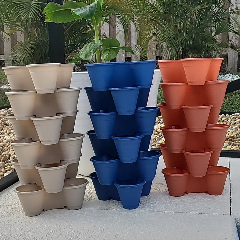 6 Tier Mini Vertical Indoor Outdoor Plastic Herb Garden Stackable Planters - Picture 2 of 5